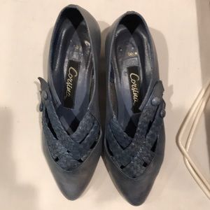 Cordons slip on shoe  vintage, grey blue , 1.5 inch heel tapered